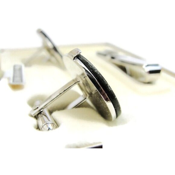 Vintage Swank MOP Round Set Silver Tone Cufflinks & Tie Clip Tux Shirt Suit - Picture 9 of 12